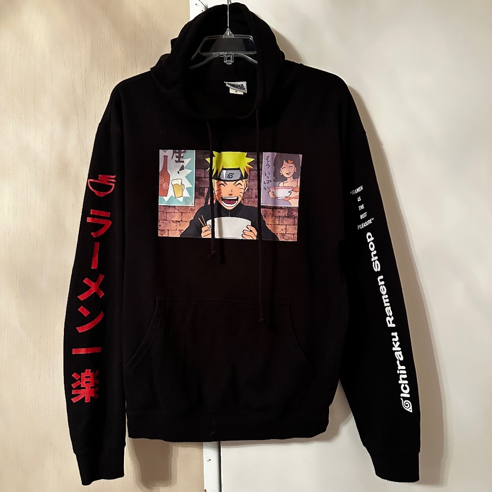 Naruto Shippuden Ichiraku Ramen Soup Shonnen Jump Mens Hoodie Size M Black